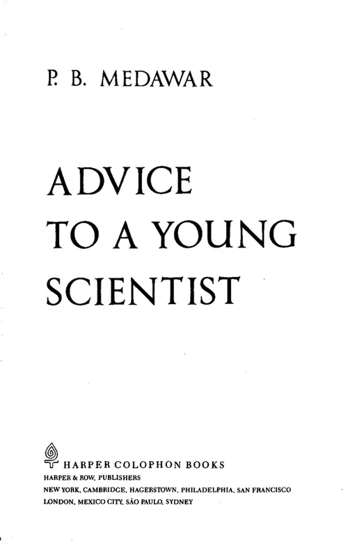 The cover of Advice to a Young Scientist