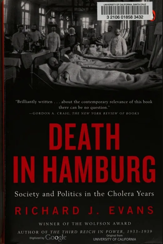 The cover of Death in Hamburg: Society and Politics in the Cholera Years