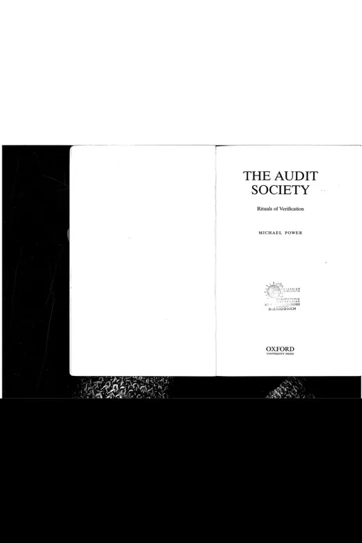 The cover of The Audit Society: Rituals of Verification